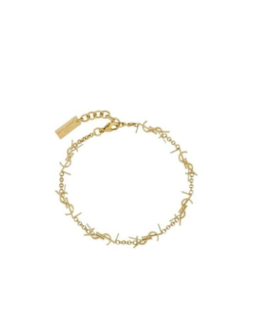 Saint Laurent Metallic Cassandre Chained Bracelet