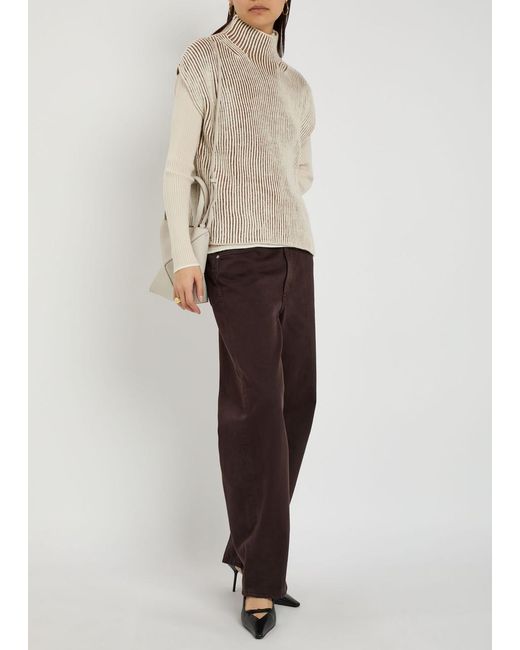 Varley White Lauren Ribbed Knit Top