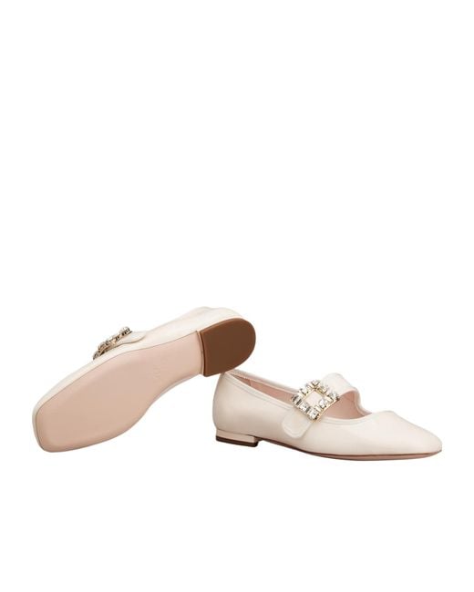 Roger Vivier White Très Vivier Strass Buckle Babies Ballerinas