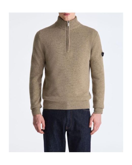 Peuterey Brown Yak Wool Sweater With Half Zip for men