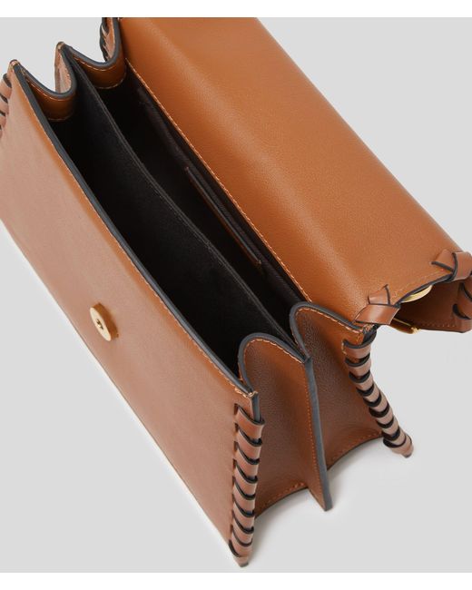 Karl Lagerfeld Brown Medium Signature Crossbody Bag