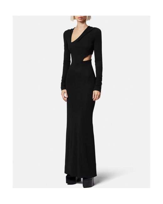 Versace Black Cut-Out Long Sleeved Hooded Maxi Dress