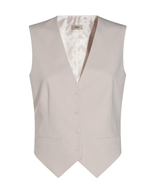 Herno White Logo-Jacquard V-Neck Waistcoat