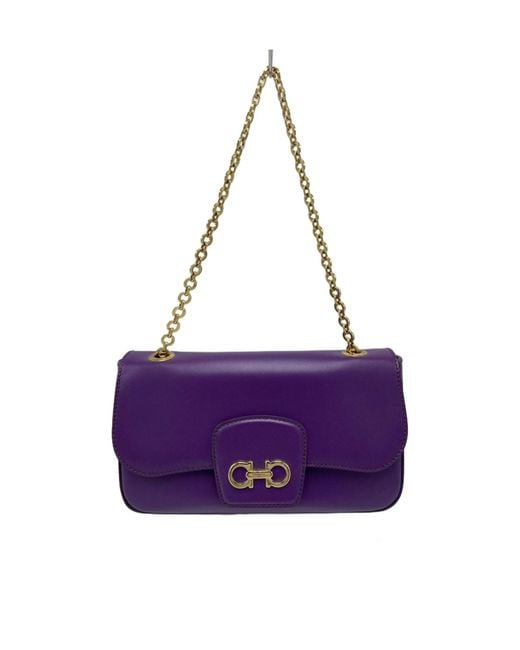 Ferragamo Purple Flap Shoulder Bag