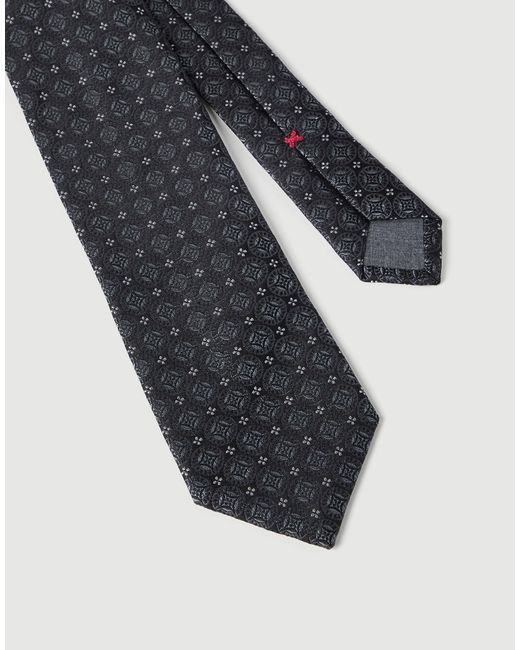 Brunello Cucinelli White Geometric-Patterned Silk Tie for men