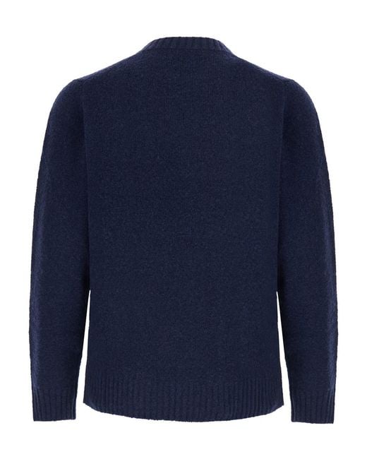 Kangra Cashmere Blue Long-Sleeve Crew-Neck Sweater for men