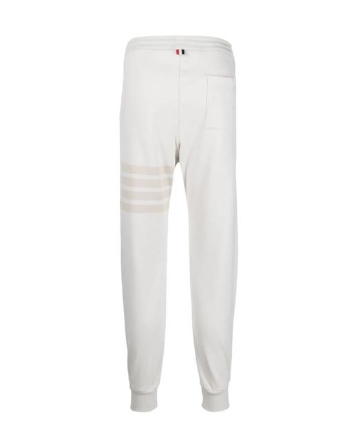 Thom Browne White 4-Bar Drawstring Track Pants for men