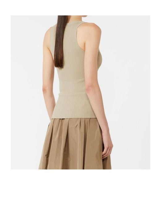 Max Mara Natural Ghiro Ribbed Knit Tank Top
