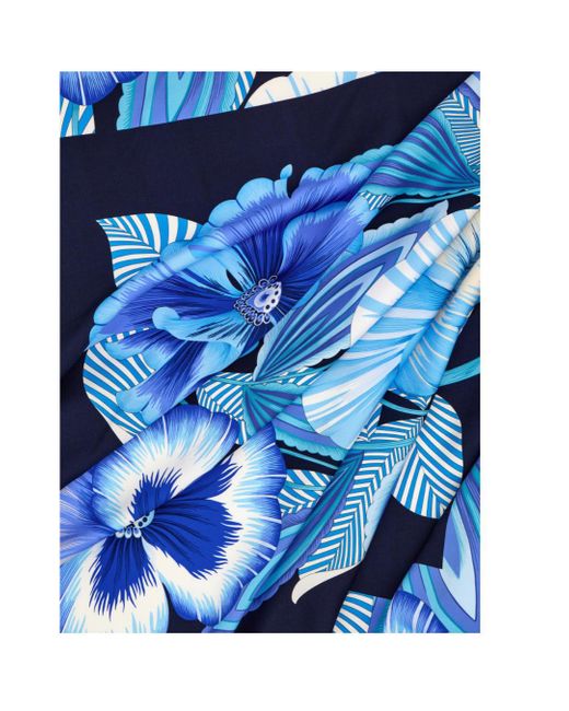 Ferragamo Blue Ferragamo Logo Detailed Floral Scarf
