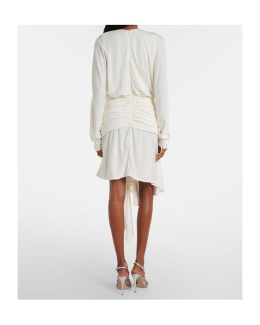 Christopher Esber White Stone Pin Draped Jersey Minidress