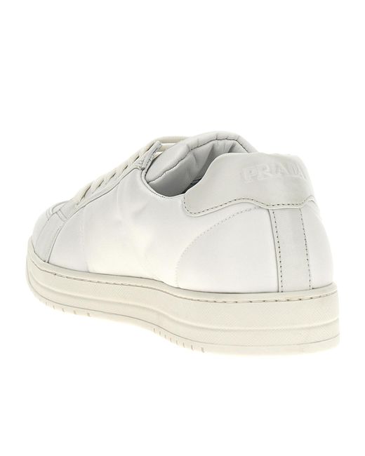 Prada White Downtown Triangle-Logo Lace-Up Sneakers for men