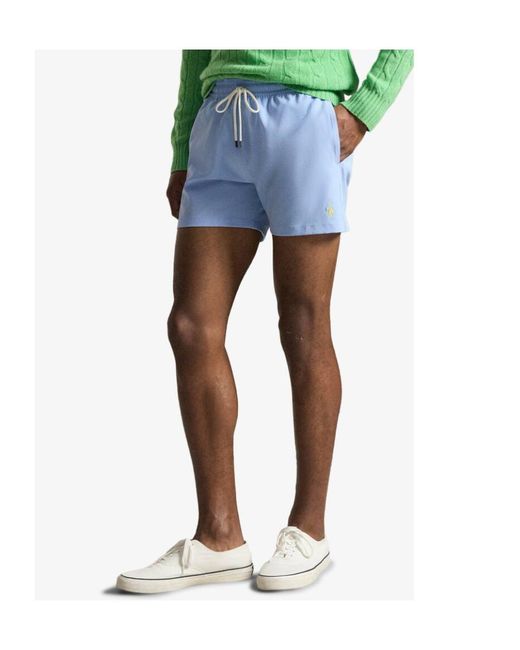 Polo Ralph Lauren Blue Logo Embroidered Drawstring Swim Bottoms for men