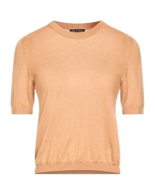 Rag & Bone White Short-Sleeved Knitted Sweater