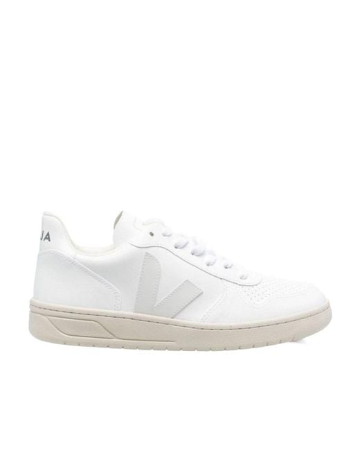 Veja White V-10 Lace-Up Sneakers for men