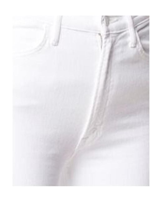 Mother White The Hustler Ankle Fray Jeans