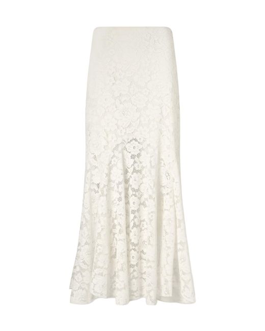 Rixo White Lace Midi Skirt