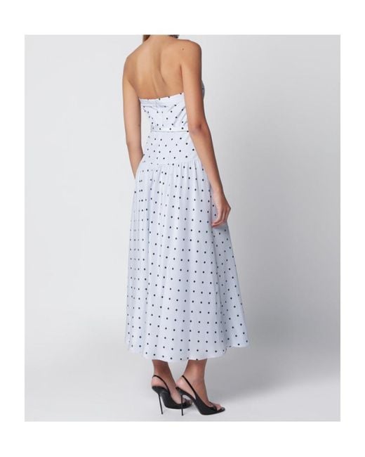 Alessandra Rich Blue Polka-Dot Halter-Neck Midi Dress