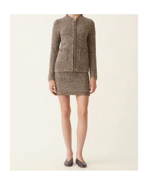 Fabiana Filippi Brown Sequined Tweed Zip Jacket