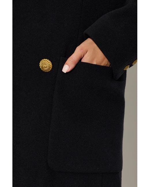Balmain Black Double-Breasted Tailored Coat