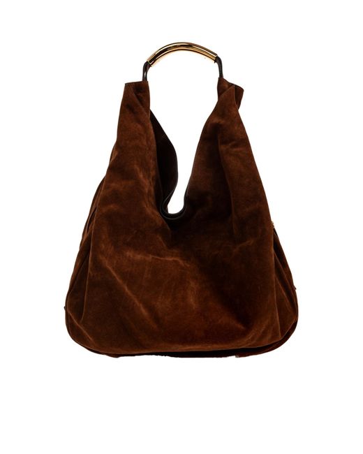 Moschino Brown Suede Shoulder Bag