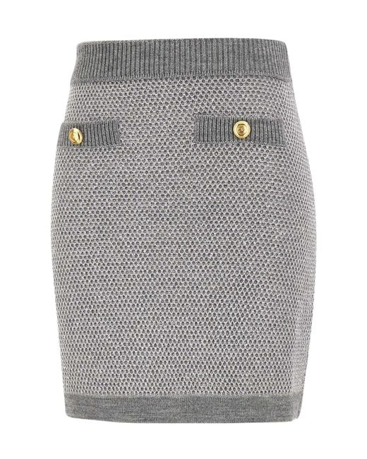 Elisabetta Franchi Gray Sequinned Knit Skirt