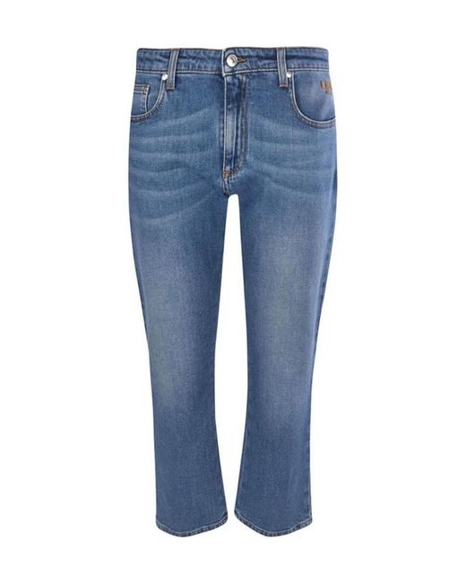 MSGM Blue Logo Embroidered Jeans