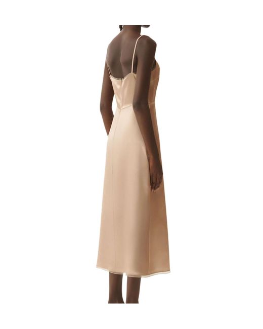 Fabiana Filippi Natural Satin Cape Asymmetric Dress