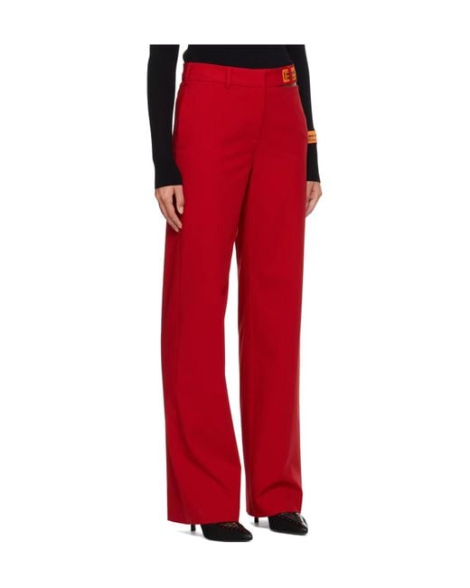 Heron Preston Red Cut-Out Wide Leg Trousers