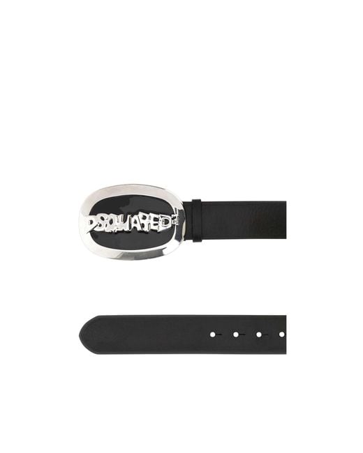 DSquared² Black Logo Plaque Buckle Belt