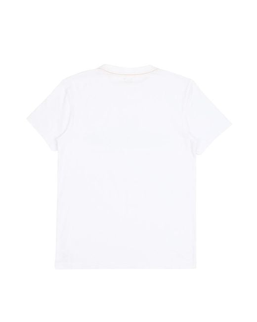 EA7 White Logo Printed Round Collar T-Shirt for men