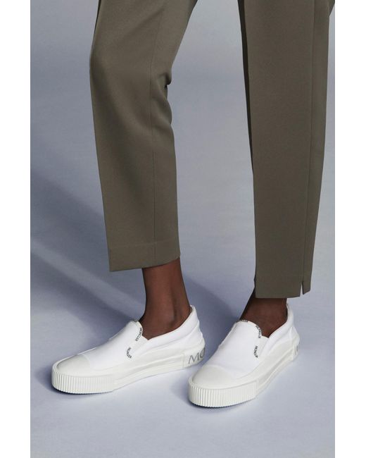 Moncler White Logo Trimmed Slip-On Sneakers