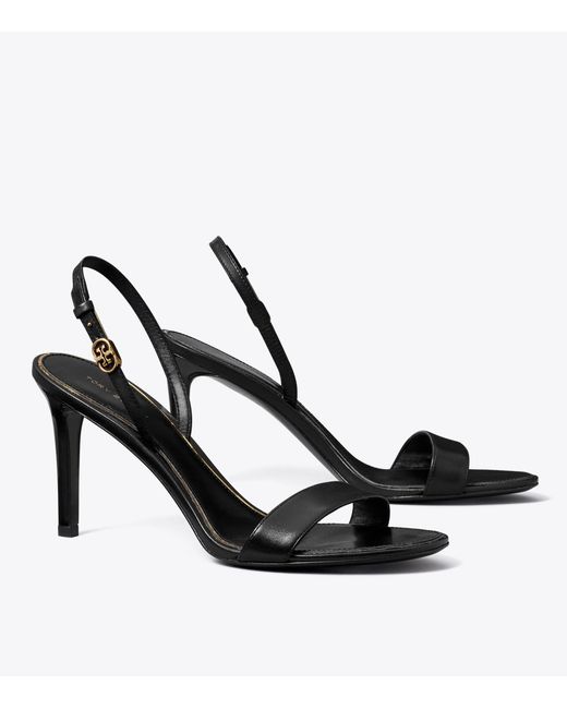 Tory Burch Metallic Double T-Button High-Heeled Sandals