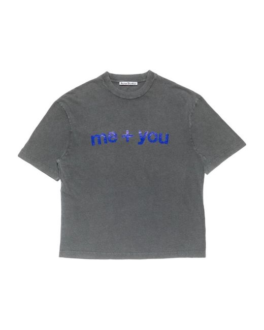 Acne Gray Glitter Graphic T-Shirt for men