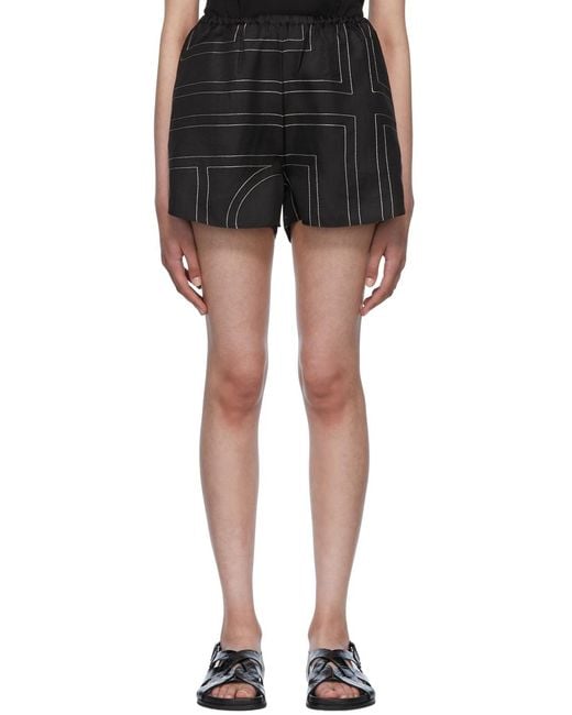 Totême Black Totême Geometric Printed Elasticated Waistband Shorts
