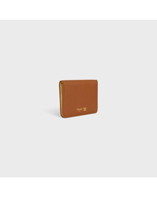 Céline Brown Bi-Fold Card Holder Triomphe Stamp