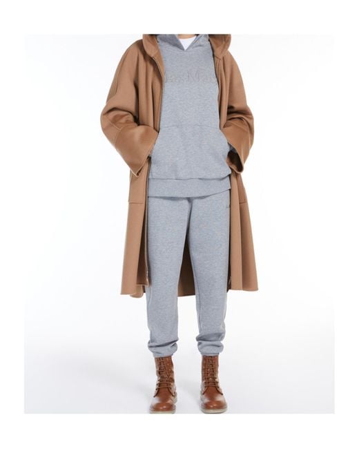 Max Mara Gray Logo Embroidered Straight Leg Pants