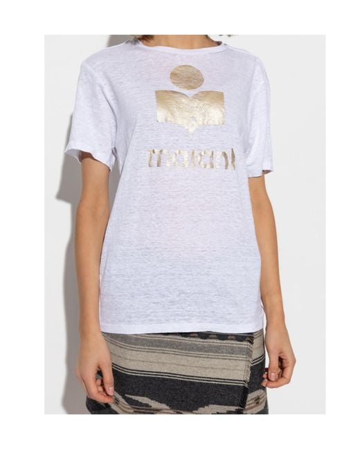 Isabel Marant White Isabel Marant Étoile Zewel Logo Printed Crewneck T-Shirt