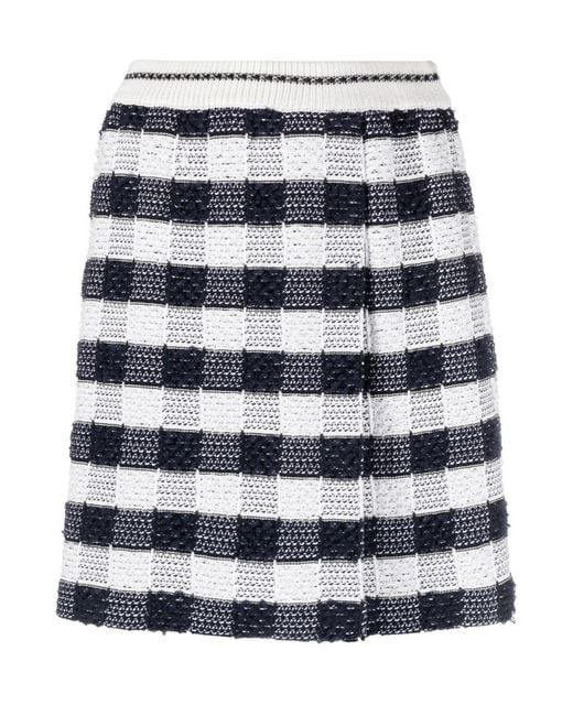 Thom Browne Blue Gingham-Check Jacquard Miniskirt