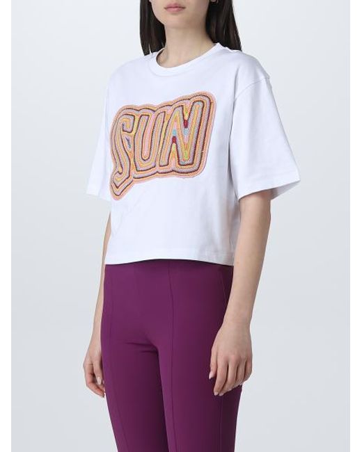 Sportmax Purple Crochet-Embroidered Cropped T-Shirt