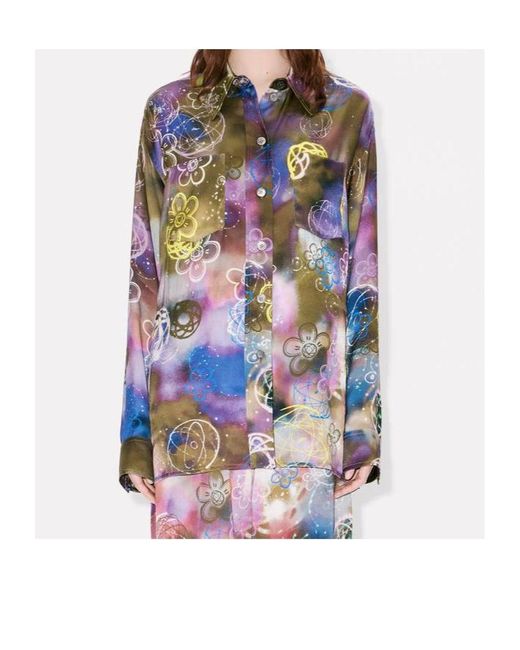 KENZO Blue X Futura 2000' Workwear Graffiti Printed Shirt