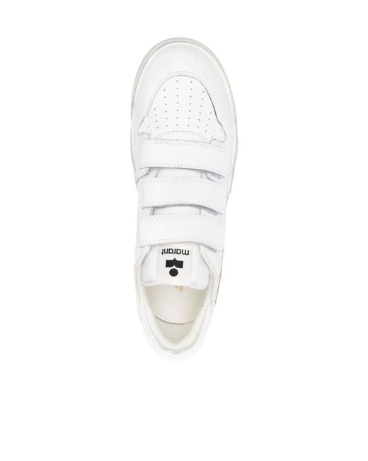 Isabel Marant White Logo-Patch Touch-Strap Sneakers for men