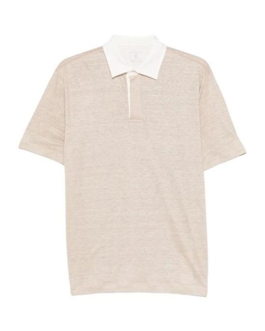 Eleventy White Contrast-Panel Polo Shirt for men