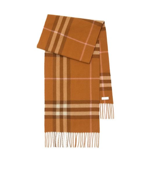 Burberry Brown Checked Fringed-Edge Scarf for men
