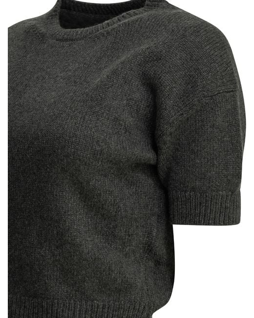 Khaite Black Golden Short-Sleeve Knitted Jumper