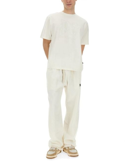 Palm Angels Black Monogram Embroidered Drawstring Pants for men