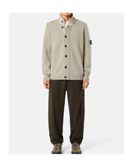 Stone Island Natural Logo Patch Buttoned Cardigan for men