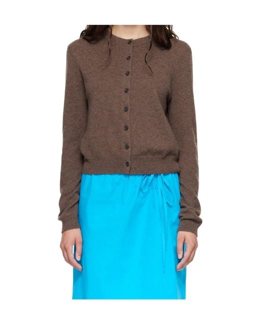 Lisa Yang Brown Karia Button-Fastening Cardigan