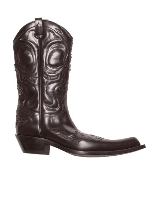 Acne Brown Pointed Toe Leather Cowboy Boots