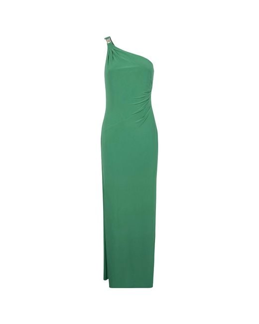 Ralph Lauren Green Lauren Draped One-Shoulder Dress