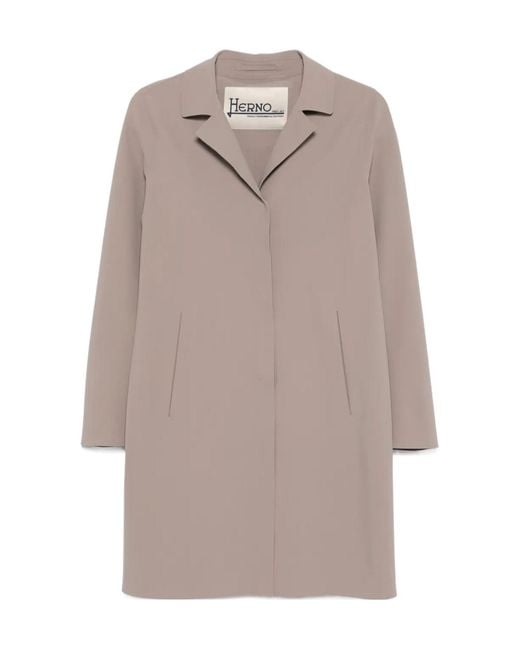 Herno Gray Single-Breasted Long-Sleeved Coat